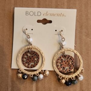 Bold Elements Gold and Brown Earrings